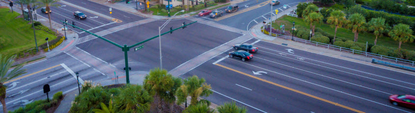 overhead view of an intersection