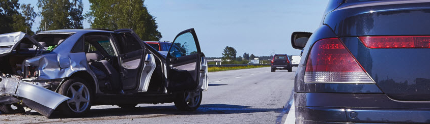 severely damaged car from rear-end accident